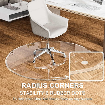 Beveled Edge 40" Round Office Chair Mat for Carpet or Hardwood Floor Crystal Clear, 40" x 40" for a Smooth Glide and Easy Roll On/Off, Heavy Duty and Non-Slip Floor Ultimate Clear Chair Mat