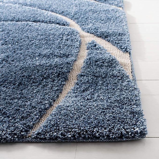 SAFAVIEH Florida Shag Collection Accent Rug - 2'3" x 5', Light Blue & Cream, Non-Shedding & Easy Care, 1.2-inch Thick Ideal for High Traffic Areas in Entryway, Living Room, Bedroom (SG471-6011)