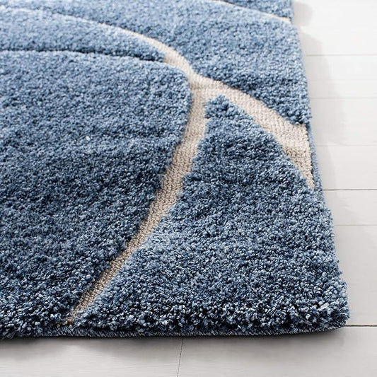 SAFAVIEH Florida Shag Collection Accent Rug - 2'3" x 5', Light Blue & Cream, Non-Shedding & Easy Care, 1.2-inch Thick Ideal for High Traffic Areas in Entryway, Living Room, Bedroom (SG471-6011)