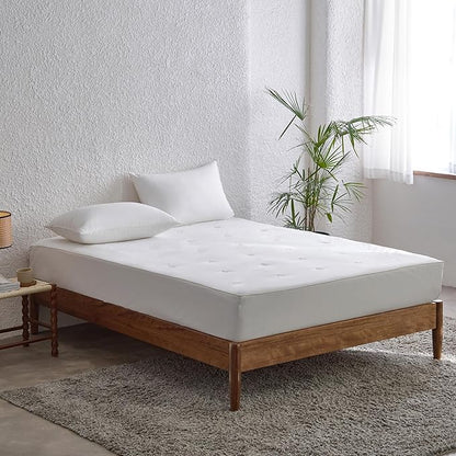 Simple&Opulence Cooling Quilted Mattress Pad – Fitted Sheet Mattress Protector Cover with Elastic Corners, Soft & Breathable, 16 Inch Deep Pocket (Cream Khaki,Twin)
