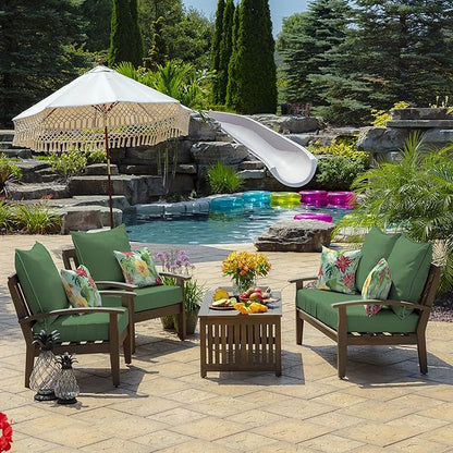 Arden Outdoor Deep Seat Cushion Set, 22 in x 24 in, Weather-Proof, Rain-Proof, Fade Resistant Patio Cushion Bright Moss Green Leala