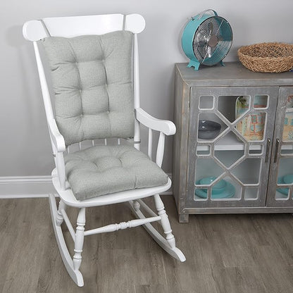 Klear Vu Omega Non-Slip Rocking Chair Cushion, Assembled in USA, Thick Tufted Design, Includes Seat Pad & Back Pillow with Ties, 17x17 Inches, 2-Piece Set, Solid Spa