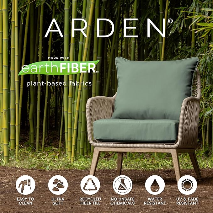 Arden earthFIBER Outdoor Dining Chair Cushion, 20 x 20, Rain-Proof, Fade Resistant, Stone Grey Dot