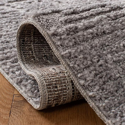 SAFAVIEH Marrakesh Collection Area Rug - 5' Square, Grey, Moroccan Boho Tribal Tassel Design, Non-Shedding & Easy Care, Ideal for High Traffic Areas in Living Room, Bedroom (MRK517F)