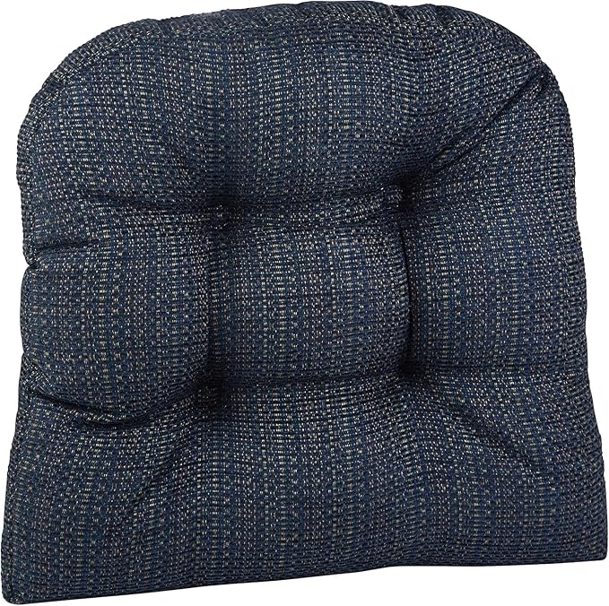 Klear Vu Gripper Overstuffed Universal Non-Slip Dining Chair Cushions for Kitchen Decor or Office Use, U-Shaped Skid-Proof Seat Pad, 17x17 Inches, 2 Count (Pack of 1), Honeycomb Navy