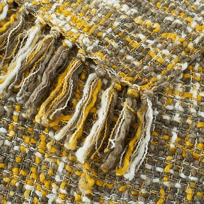 Multi-Color Gold Cable Knitted Throw Blanket for Couch,50"X60" Boho Style Textured Blankets for Home Decor,Super Soft Warm Cozy Chunky Knit Blanket with Decorative Tassels for Bed and Sofa