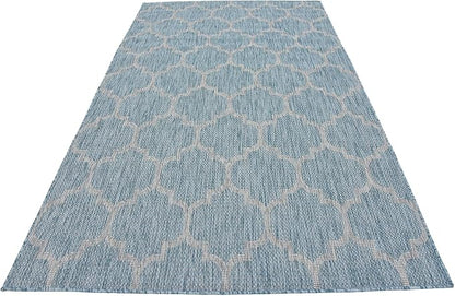 Unique Loom Outdoor Trellis Collection Area Rug (5' 1" x 8' Rectangle, Aquamarine/ Gray)