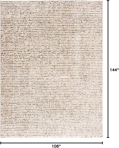 Hauteloom Keita Contemporary Mosaic Area Rug - High Pile Fluffy Soft Shag Rug for Living Room, Bedroom, Dining Room - Cream, Brown - 8'10"12