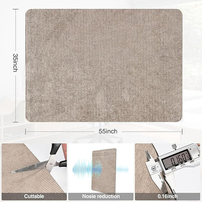 Placoot Desk Chair Mat for Hardwood Floor Corduroy Surface 1/6" Thick 55"x35" Chair Mat for Rolling Chairs-100% Large Anti-Slip Backing Under Desk Low-Pile Office Rug Floor Mat for Office/Home