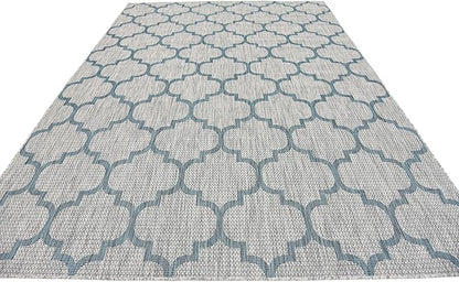 Unique Loom Outdoor Trellis Collection Area Rug (7' 1" x 10' Rectangle, Gray/ Ivory)