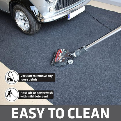 Drymate Garage Floor Mat, (17' x 7'4"), Protects Surfaces, Transforms Garage, Absorbent, Waterproof, Durable (USA Made) (Charcoal) (Includes Double Sided Tape)
