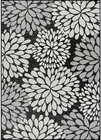 Beverly Rug Outdoor Rug 9x12 Modern Exotic Tropical Leaf Area Rugs for Indoor and Outdoor Patio Deck Porch Garden Water Resistant Washable Outside Carpet (9 x 12 Dark Gray)