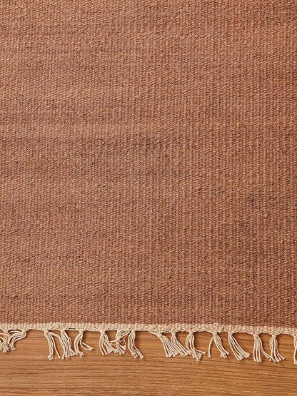 Rugsotic Carpets Hand Woven Flat Weave Kilim Wool ECO-Friendly Area Rugs - 10'x13', Rectangle Shape, Light Brown Color, Solid Plain Design, Low Pile Handmade Rugs for Living Room (D00111)