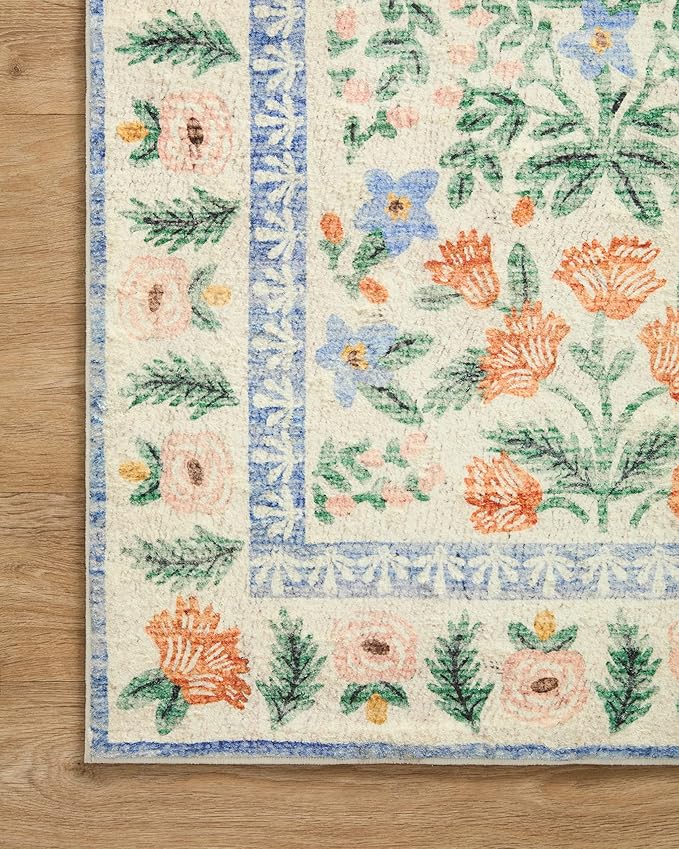 Loloi Rifle Paper Co. Eden Collection EDE-02 Mughal Garden Cream 5'-0" x 7'-6" Area Rug feat. CloudPile™