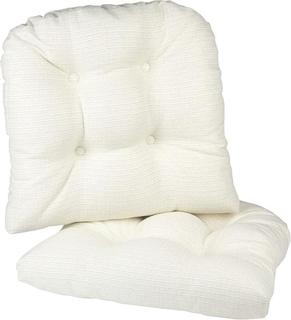 Klear Vu Gripper Overstuffed Universal Non-Slip Dining Chair Cushions for Kitchen Decor or Office Use, U-Shaped Skid-Proof Seat Pad, 17x17 Inches, 2 Count (Pack of 1), Solid Ivory