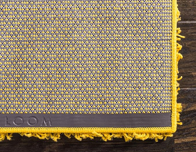 Unique Loom Solid Shag Collection Area Rug (4' 1" x 6' 1" Rectangle, Tuscan Sun Yellow)