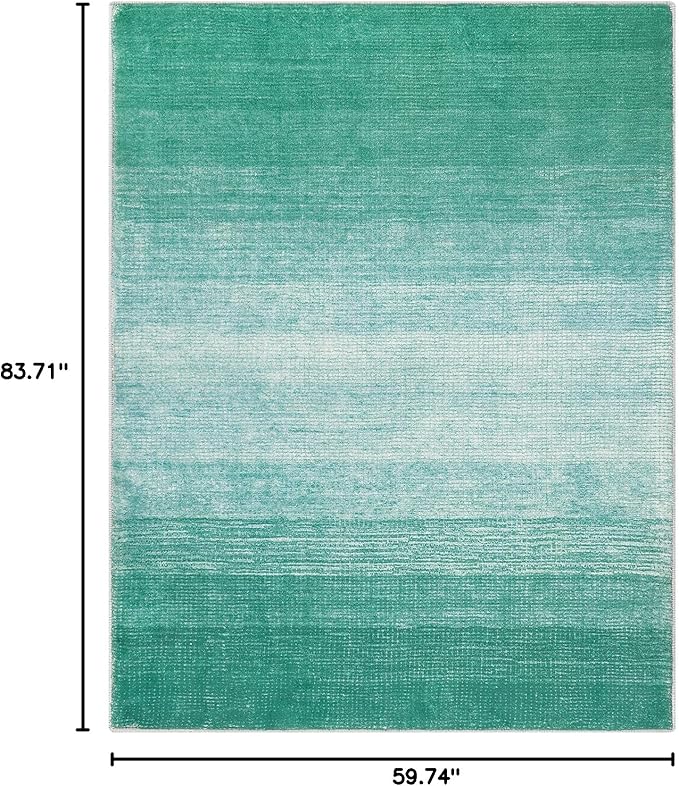Wonnitar Modern Ombre 5x7 Teal Rugs for Living Room, Non-Shedding Stain Resistant Dining Table Large Rug, Washable Abstract Non-Slip Bedroom Throw Carpet for Apartment Entrance (Teal, 5'x7')