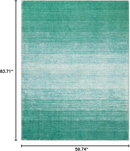 Wonnitar Modern Ombre 5x7 Teal Rugs for Living Room, Non-Shedding Stain Resistant Dining Table Large Rug, Washable Abstract Non-Slip Bedroom Throw Carpet for Apartment Entrance (Teal, 5'x7')