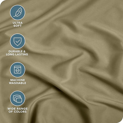 Fitted Bottom Sheet Twin Size - Premium 1800 Microfiber - Ultra-Soft Hotel Luxury - Deep Pocket - Durable and Long Lasting - Fitted Sheet (Twin, Olive)