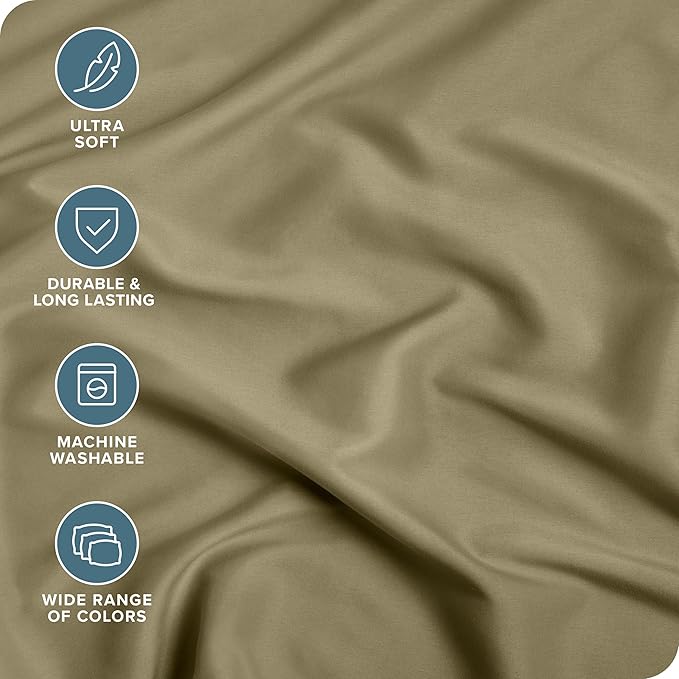 Bare Home Fitted Bottom Sheet Queen Size - Premium 1800 Microfiber - Ultra-Soft Hotel Luxury - Deep Pocket - Durable and Long Lasting (Queen, Olive)