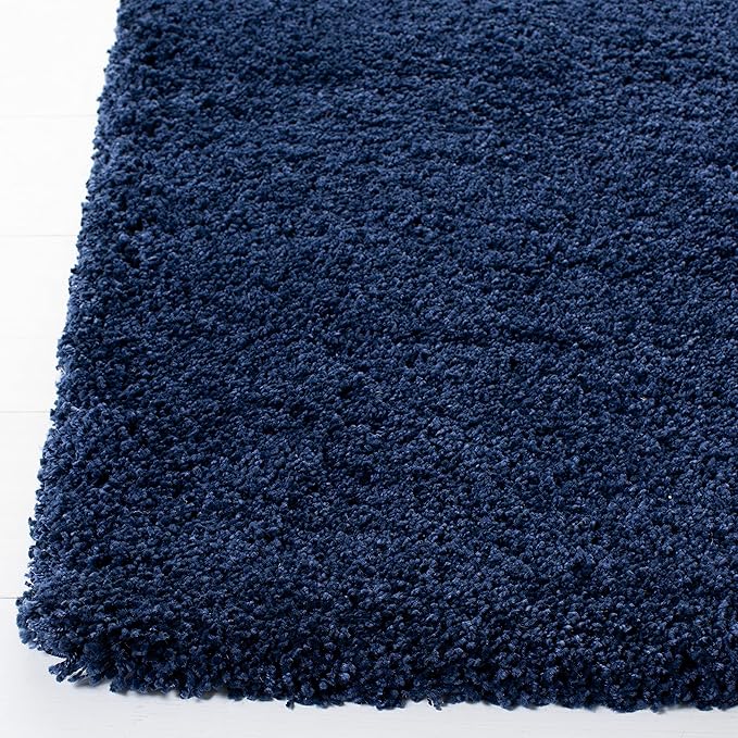 SAFAVIEH Milan Shag Collection 4' Square Navy SG180 Solid Non-Shedding Living Room Bedroom Dining Room Entryway Plush 2-inch Thick Area Rug