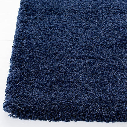 SAFAVIEH Milan Shag Collection 4' Square Navy SG180 Solid Non-Shedding Living Room Bedroom Dining Room Entryway Plush 2-inch Thick Area Rug