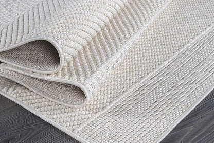 Beverly Rug Micro Loop Area Rug White 8x10 Modern Luxury Soft Boho Geometric Durable Indoor Area Rugs for Living Dining Room Office Stain Resistant Non Shedding Casual Indoor Carpet White 8 x 10