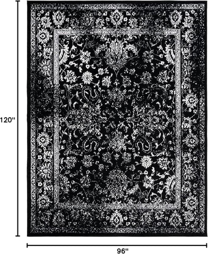 SAFAVIEH Area Rug 8x10 - Adirondack Collection - Large - Black & Ivory, Distressed Vintage Floral Design, Non-Shedding & Easy to Clean, Ideal for Living Room, Bedroom, Dining Space (ADR109Z)