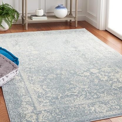SAFAVIEH Area Rug 3x5 - Adirondack Collection - Slate & Ivory, Distressed Vintage Floral Design, Non-Shedding & Easy to Clean, Ideal for Living Room, Bedroom, Dining Space (ADR109T)