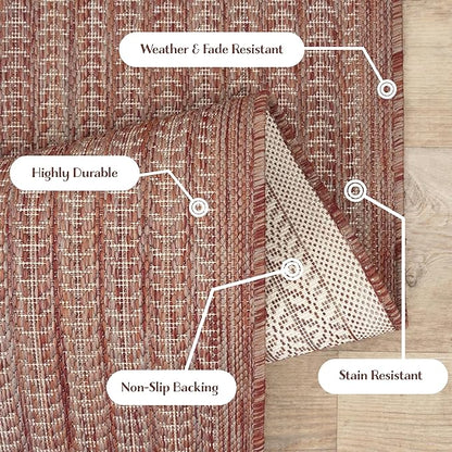 Adiva Rugs Outdoor Indoor Area Rug, Weather Resistant, Easy to Clean, Stain Resistant Floor Mat for Dining Room, Backyard, Deck, Patio (Copper Weiss, 8' x 10')