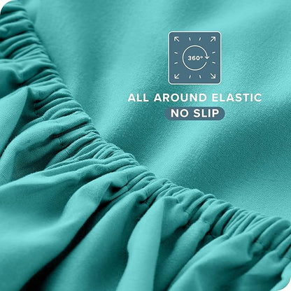 Bare Home Ultra-Soft Split Head Flex King Sheet Set - Luxury 1800 - Hydro-Brushed - Deep Pockets - Easy Fit - 4 Piece Set - Bedding Sheets & Pillowcases (Split Head Flex King, Turquoise)