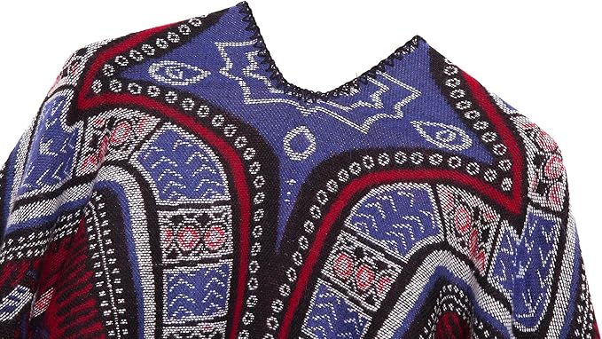Women's Vintage Pattern Open Front Poncho Cape Shawl Winter Shawl Wraps