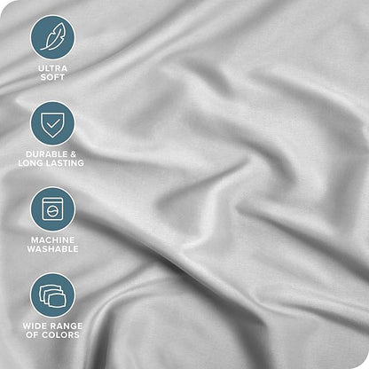 Bare Home 2-Pack Fitted Bottom Sheets Short Queen - Premium 1800 Ultra-Soft Wrinkle Resistant Microfiber - Deep Pocket (Short Queen, Cloud Grey)