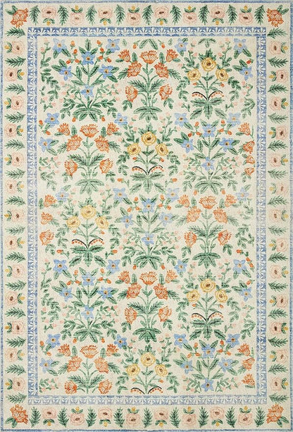 Loloi Rifle Paper Co. Eden Collection EDE-02 Mughal Garden Cream 3'-6" x 5'-6" Accent Rug feat. CloudPile™