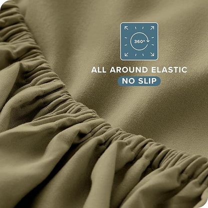 Bare Home Twin Sheet Set - 1800 Ultra-Soft Microfiber Twin Bed Sheets - Double Brushed - Deep Pockets - Easy Fit - Extra Soft - 3 Piece Set - Bedding Sheets & Pillowcases (Twin, Olive)