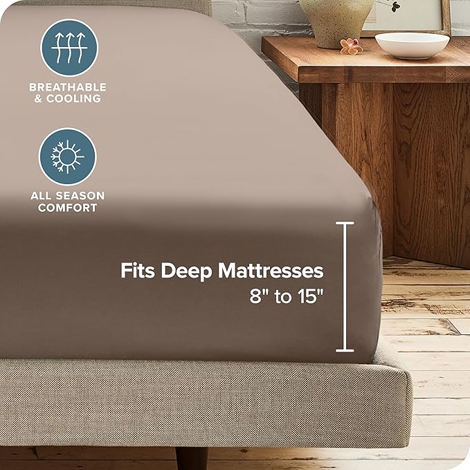 Bare Home 2-Pack Fitted Bottom Sheets Twin XL - Premium 1800 Ultra-Soft Wrinkle Resistant Microfiber - Deep Pocket (Twin XL, Taupe)