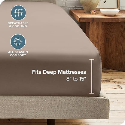 Bare Home 2-Pack Fitted Bottom Sheets Queen - Premium 1800 Ultra-Soft Wrinkle Resistant Microfiber - Deep Pocket (Queen, Taupe)