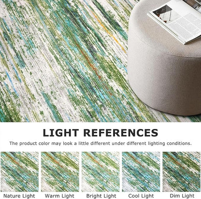 2x3 Modern Abstract Rug for Entryway, Green Grey Multi Super Soft Small Washable Area Rug, Non-Slip Kitchen Rugs, Low-Pile Mat for Bedside, Foyer, Indoor Door Mat