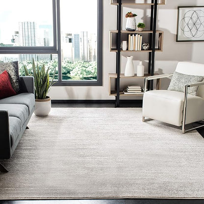 SAFAVIEH Adirondack Collection Area Rug - 5' Square, Ivory & Silver, Modern Ombre Design, Non Shedding & Easy to Clean, Ideal for Living Room, Bedroom, Office, Dining Space (ADR113B)