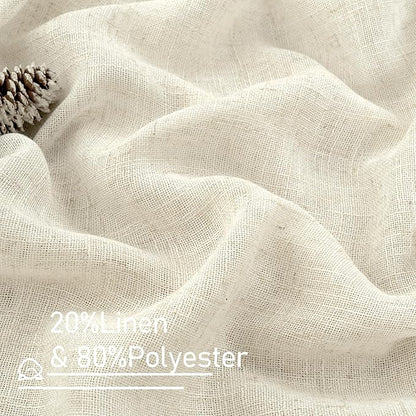 LAMIT Cream Ivory Linen Curtains 95 Inches Long 2 Panels Set for Bedroom, Back Tab and Rod Pocket Linen Textured Natural Curtains Light Filtering Boho Drapes for Living Room/Dining Room, 52 x 95 Inch