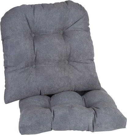 Klear Vu Gripper Overstuffed Universal Non-Slip Dining Chair Cushions for Kitchen Decor or Office Use, U-Shaped Skid-Proof Seat Pad, 17x17 Inches, 2 Count (Pack of 1), Linear Bluestone