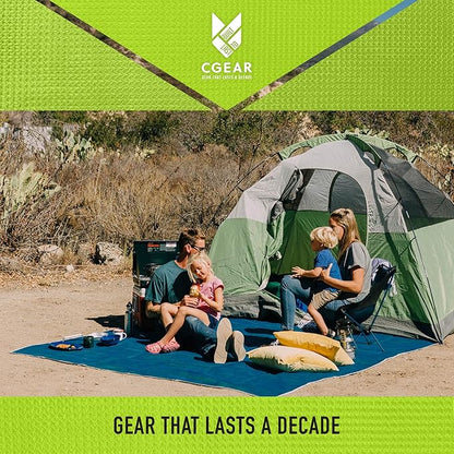 CGEAR Original Sand-Free Outdoor Rug Camping Mat - Water-Resistant & Anti-Fade Material - Military-Grade - Reversible Design - Area Rug for Beach, RV, & Picnics - Travel Bag