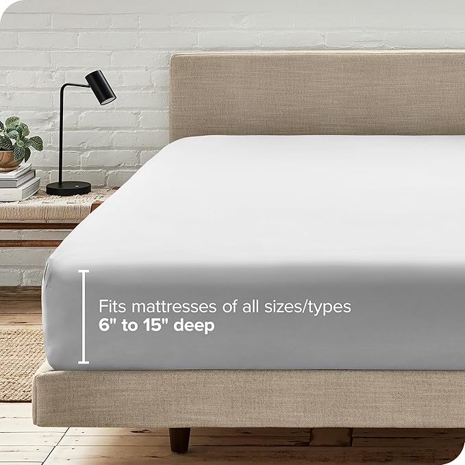 Bare Home Fitted Bottom Sheet Full Size - Premium 1800 Microfiber - Ultra-Soft Hotel Luxury - Deep Pocket - Durable and Long Lasting (Full, Cloud Grey)