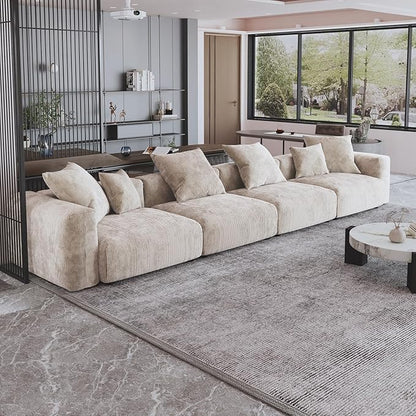 JACH 181" Oversized Modular Sectional Sofa, Deep 4-Seats Sectional Couch, Huge Plus Convertible Soft Sofas, Corduroy Minimalist Couches for Living Room, Office, Apartment, Beige