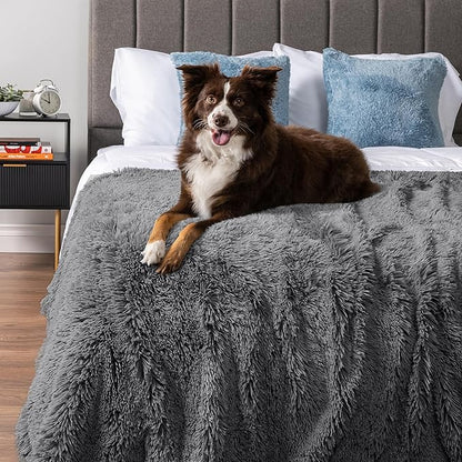 PetAmi Waterproof Dog Blanket for Medium Large Dogs, Calming Fleece Cat Blanket, Couch Protector Washable Sherpa Faux Fur Pet Throw for Puppy, Soft Reversible Leakproof 40x60 Gray