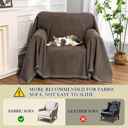 MEETSKY Oversized Chair Cover Small Couch Cover Armchair Sofa Cover for Dog Sofa Throw Cover for Sofa Single Recliner，Chenille Sofa Slipcovers for Pets Thick Washable, 71" x 91", Dark Chocolate