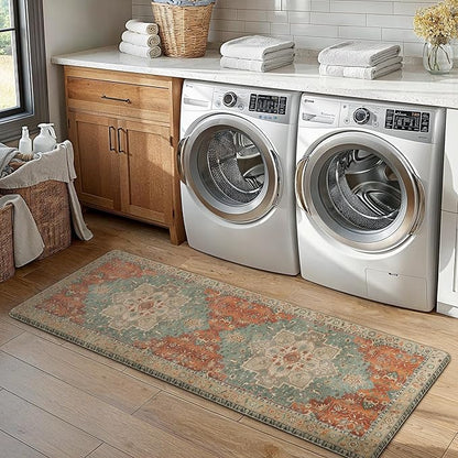 GENIMO Kitchen Mats for Floor 2PCs, Washable Anti Fatigue Mat for Cushioned, 17.3"x47"+17.3"x30", Waterproof Kitchen Rugs, Non Slip Comfort Standing Mat Rug for Home, Sink, Laundry, Multi