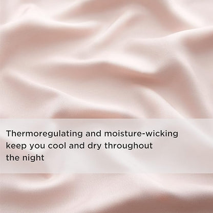 Bedsure Cooling Sheets Twin, Rayon Derived from Bamboo, Breathable & Soft Twin Sheets Set, Deep Pocket Up to 16 Inches, Hotel Luxury Silky Bedding for Hot Sleepers, Pink
