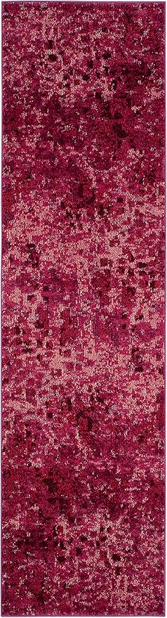SAFAVIEH Monaco Collection Runner Rug - 2'2" x 8', Fuchsia, Boho Chic Abstract Watercolor Design, Non-Shedding & Easy Care, Ideal for High Traffic Areas in Living Room, Bedroom (MNC225F)