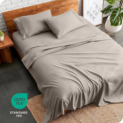 Bare Home Ultra-Soft King Sheet Set - Luxury 1800 - Hydro-Brushed - Deep Pockets - Easy Fit - 4 Piece Set - Bedding Sheets & Pillowcases (King, Khaki)